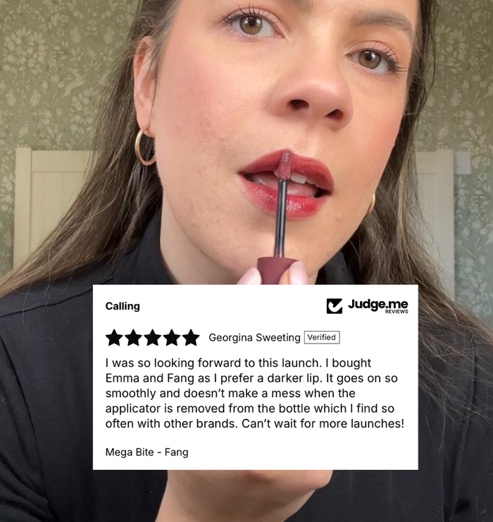 Five-star verified review of Mega Bite Fang: "It goes on so smoothly and doesn't make a mess"
