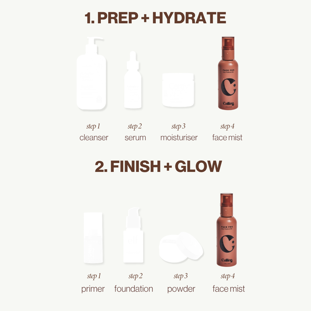 How to use Face Fog: last step after moisturiser, or after powder to finish makeup