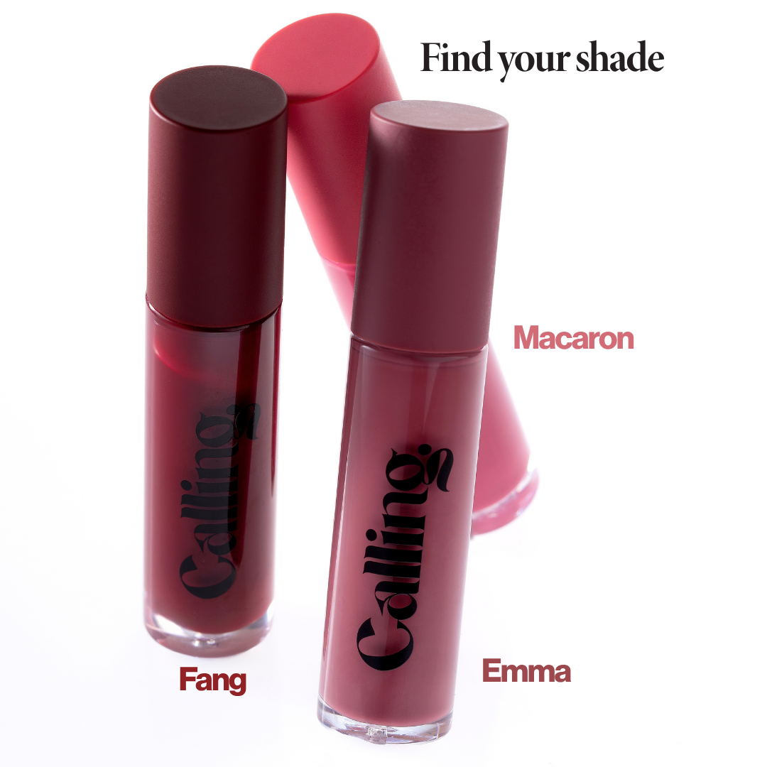 	Three Mega Bite Tinted Jelly Lip Oils in Fang, Emma and Macaron